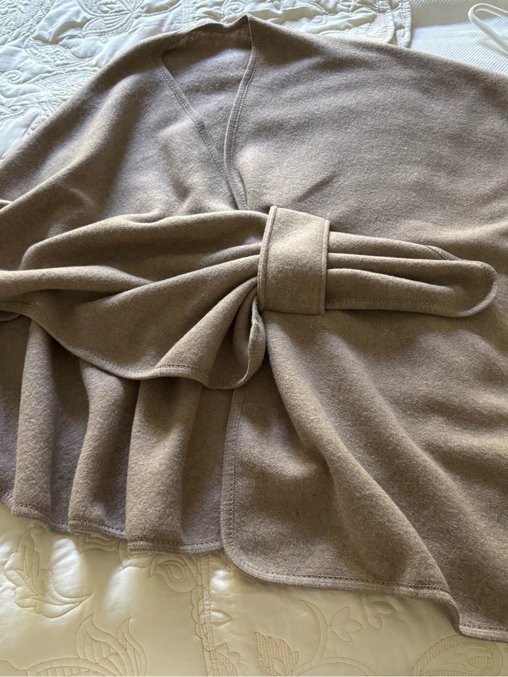 The Fleece Company Cozy Cape Taupe Tie-Waist